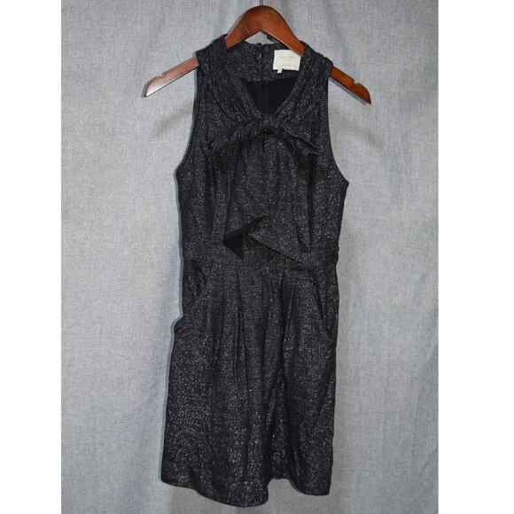 Kate Spade New York Black Metallic Bow-Neck Sleeveless Dress Size 2 - Picture 1 of 4